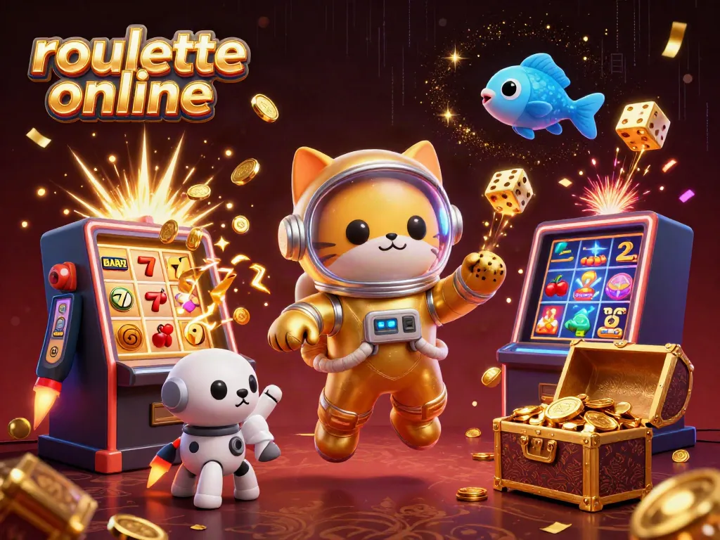Engage in thrilling roullete online action with vibrant casino elements and cartoon characters.