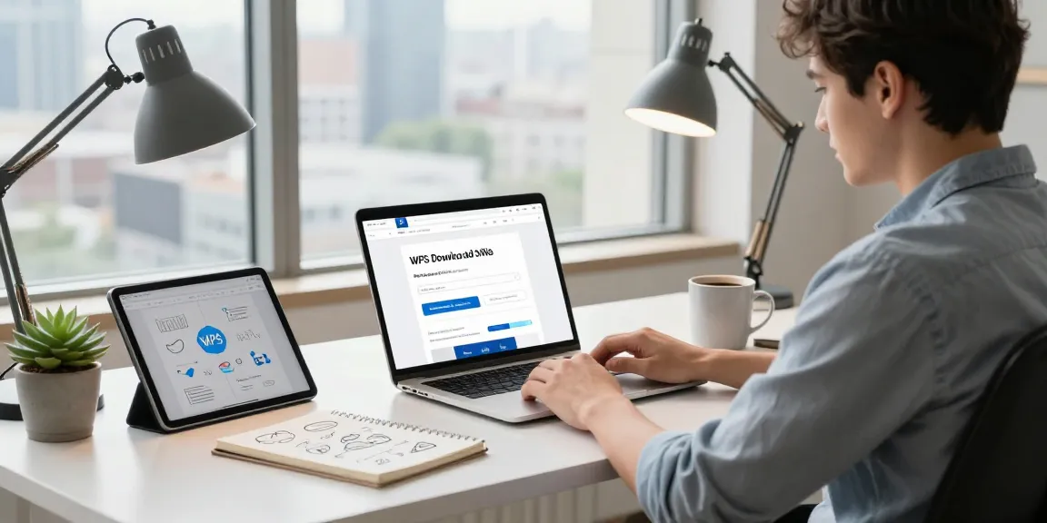 Engaging workspace showcasing WPS Download on a laptop screen, highlighting productivity elements.